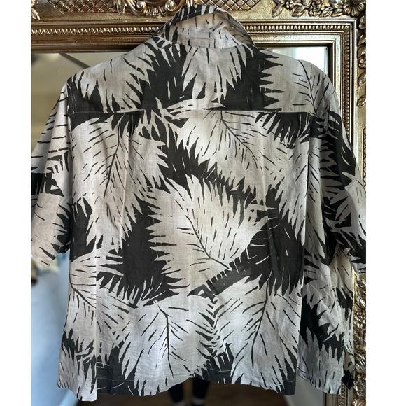 James Perse Gray Black Palm Print Cotton Button Down Shirt Small - Picture 6 of 7